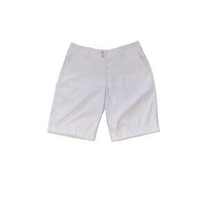 Nike Golf Dri Fit Womens Flat Front Khaki Tan Shorts Size 8 Casual Simple Active